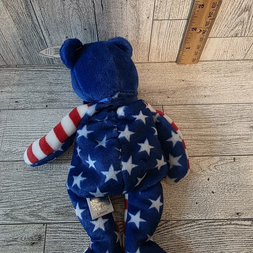 Ty Liberty  Blue and Red Striped Bear Plush